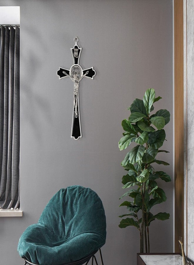 VINETEN Black Enamel Crucifix Wall Cross -Saint Benedict Metal Wall Art-Cross Give Blessing and The Spiritual Sacred -Crucifix Gift for Grandma, boys Baptism Gift - Image 4
